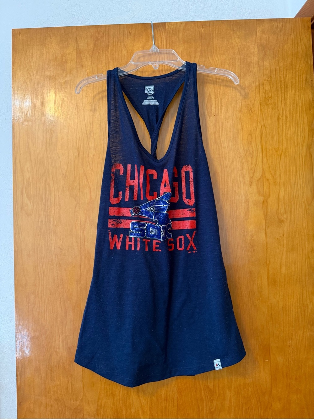 Chicago White Sox Women's Navy Racerback Tank with Red & Blue Logo Size S
